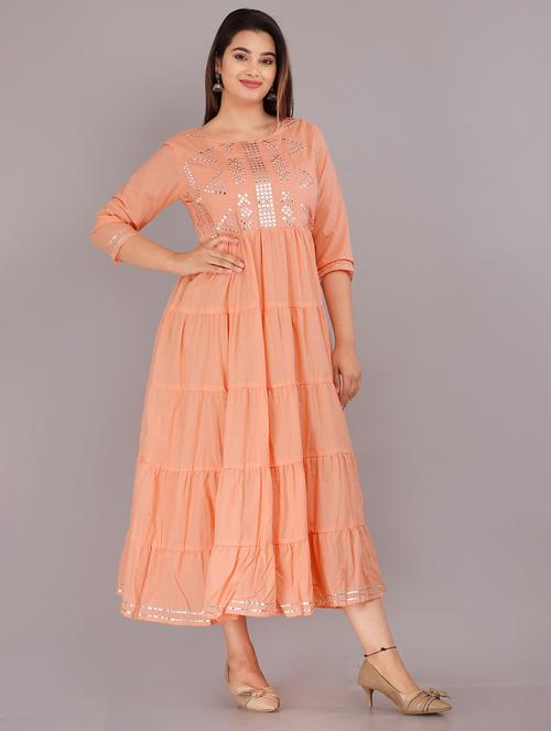 women three quarter sleeve ethnic dress - 21170706 - Very Small Image - 1