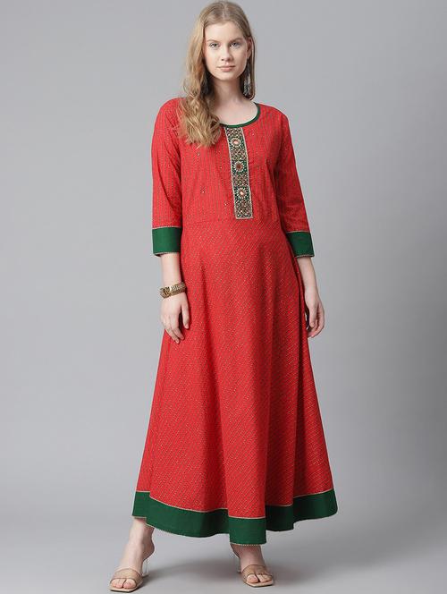 women three quarter sleeve ethnic dress - 21170709 - Very Small Image - 1