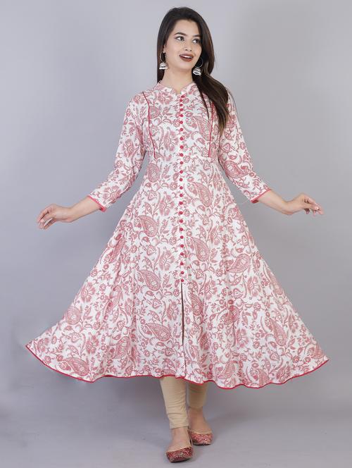 women floral printed front slit kurta - 21170723 - Very Small Image - 1