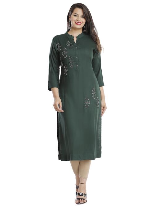 women solid color straight kurta - 21170742 - Very Small Image - 1