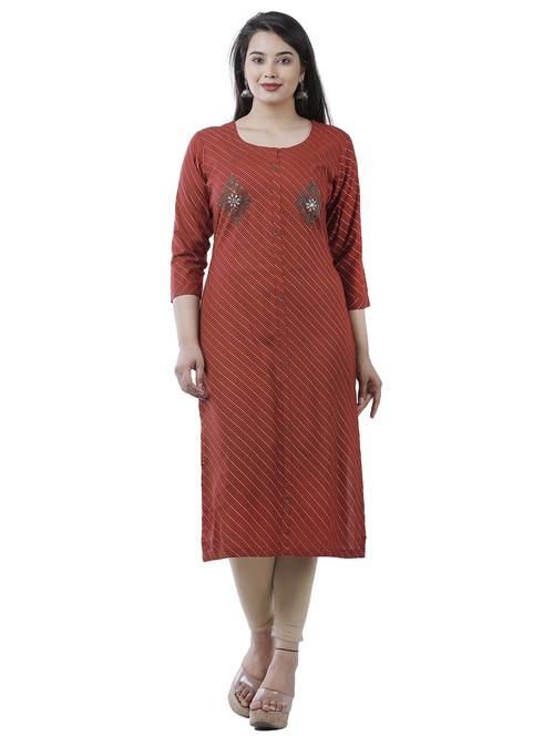 maroon viscose straight kurta - 21170749 - Very Small Image - 1