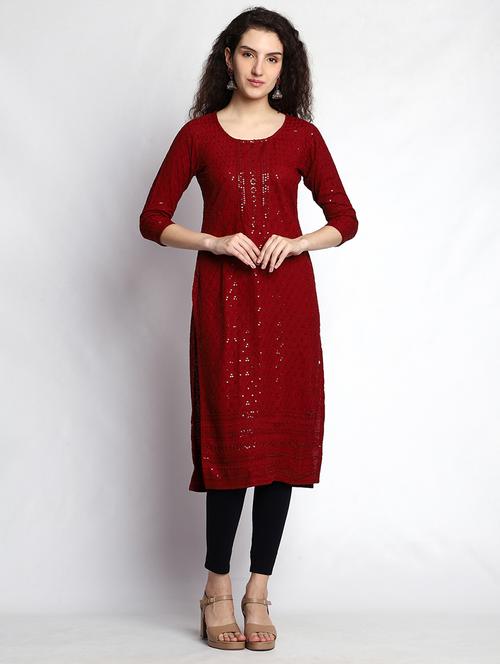 women self design straight kurta - 21170930 - Very Small Image - 1