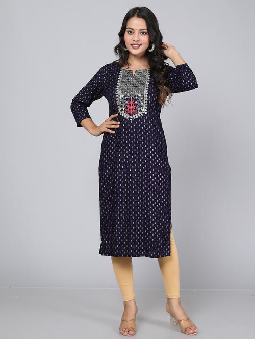 blue viscose straight kurta - 21170967 - Very Small Image - 1