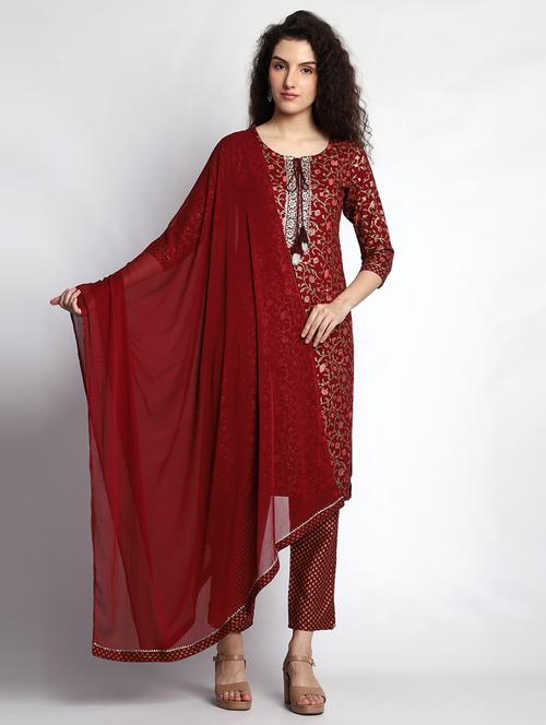 women printed cotton suit set with dupatta - 21171371 - Very Small Image - 1