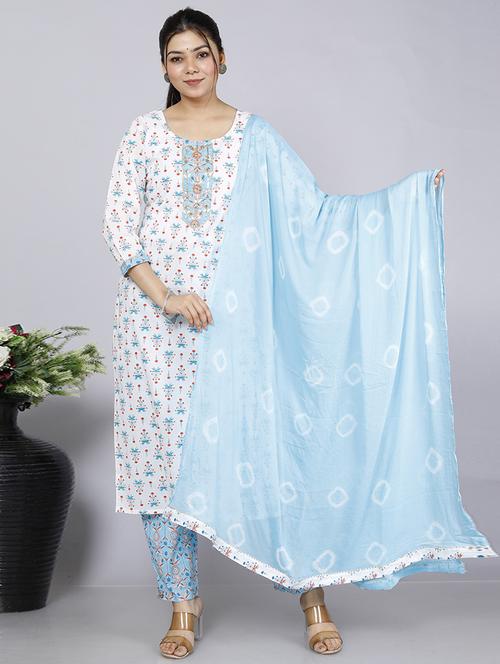 women printed cotton suit set with dupatta - 21171387 - Very Small Image - 1