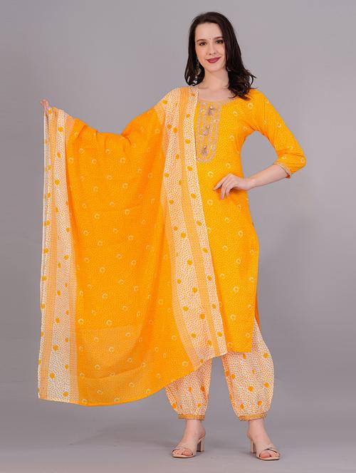 yellow printed suit set - 21171406 - Very Small Image - 1