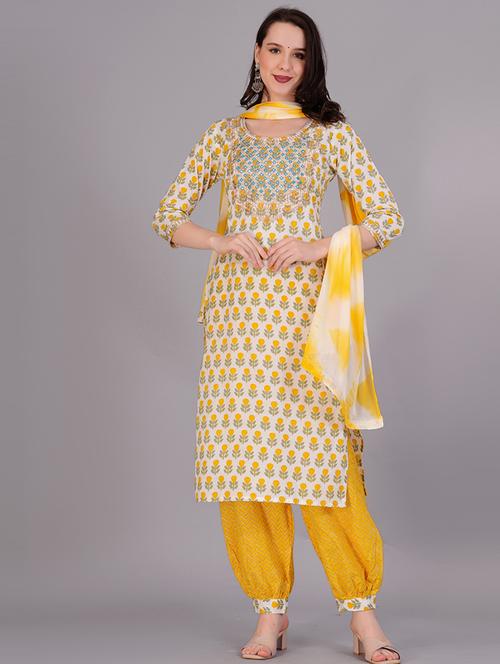 women printed cotton kurta pant suit set - 21171409 - Very Small Image - 1