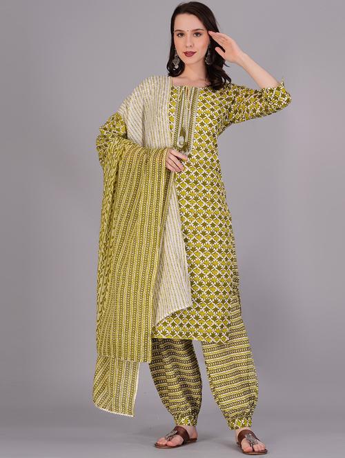 women three quarter sleeve kurta salwar with dupatta set - 21171414 - Very Small Image - 1