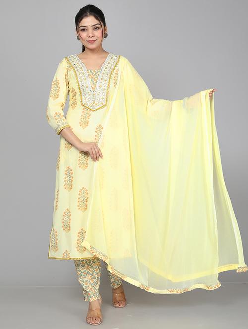 women printed cotton kurta pant suit set - 21171434 - Very Small Image - 1