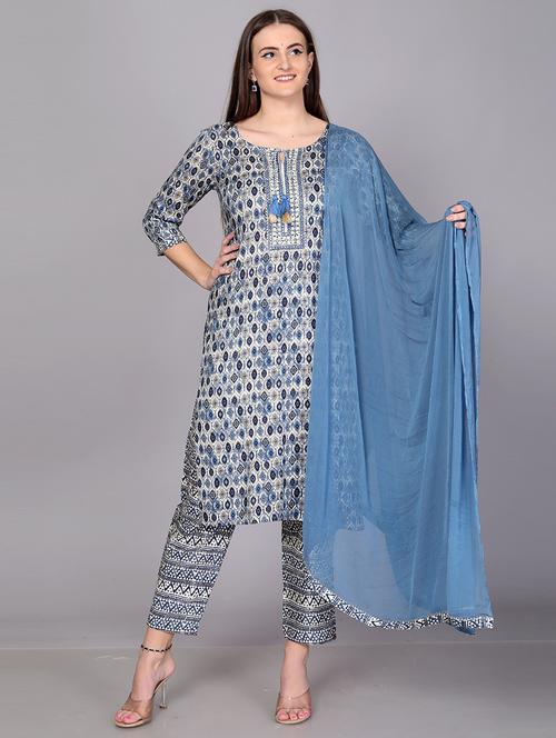 women printed kurta pant suit set with dupatta - 21171460 - Very Small Image - 1