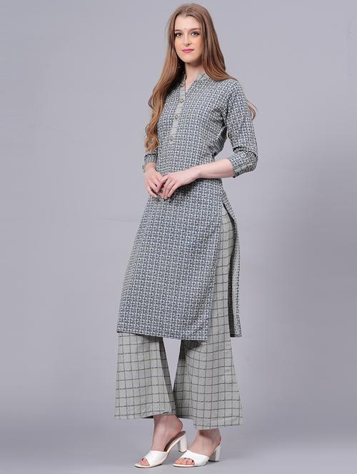women printed kurta palazzo set - 21171524 - Very Small Image - 1