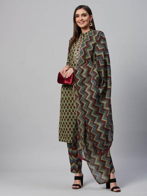 green colored kurta pant set - 21171572 - Very Small Image - 1