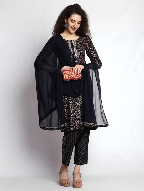 black kurta pant set - 21171667 - Very Small Image - 1