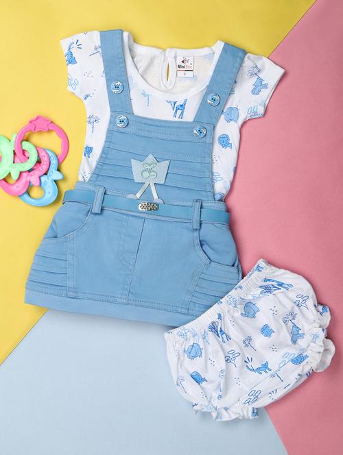 kids light blue cotton dungarees - 21172535 - Very Small Image - 1