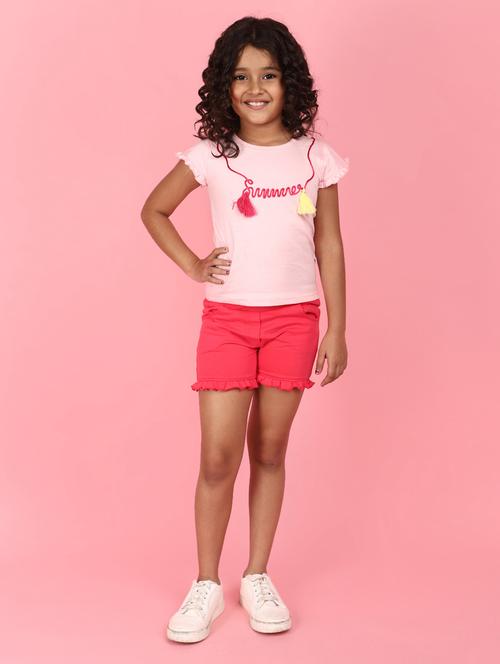 girl solid t-shirt and shorts set - 21173327 - Very Small Image - 1