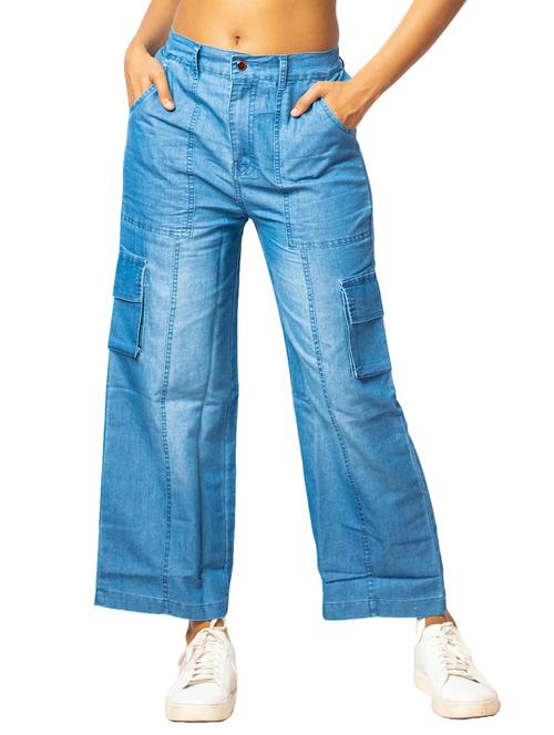 blue cotton blend cargos trouser - 21173383 - Very Small Image - 1