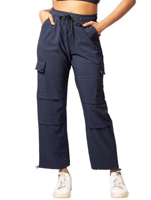 navy blue cotton blend cargos trouser - 21173390 - Very Small Image - 1
