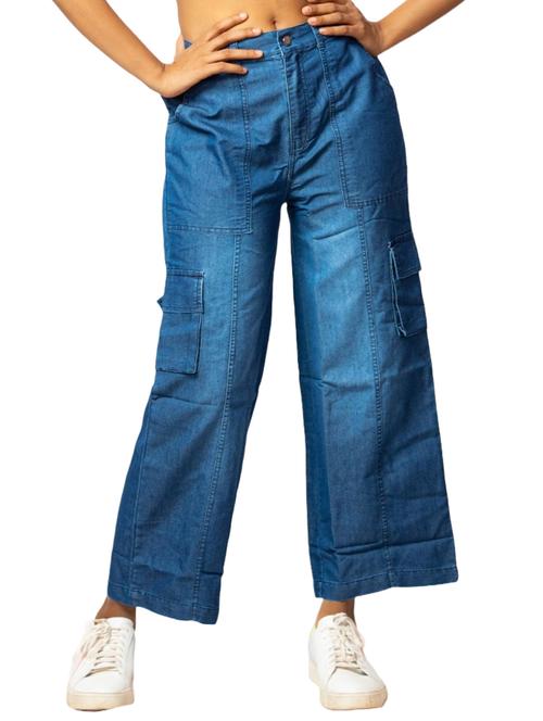 blue cotton blend cargos trouser - 21173399 - Very Small Image - 1