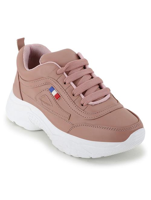 peach leatherette laceup sneakers - 21173836 - Very Small Image - 1