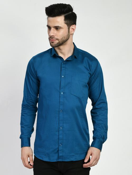 solid blue casual shirt - 21173848 - Very Small Image - 1