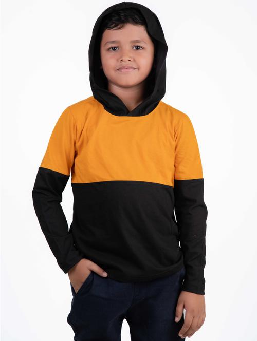 yellow cotton blend color block sweatshirt - 21175990 - Very Small Image - 1