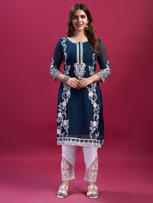 embroidered kurta pant set - 21176199 - Very Small Image - 1