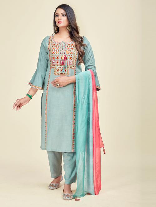 women three quarter sleeve suit set - 21176372 - Very Small Image - 1