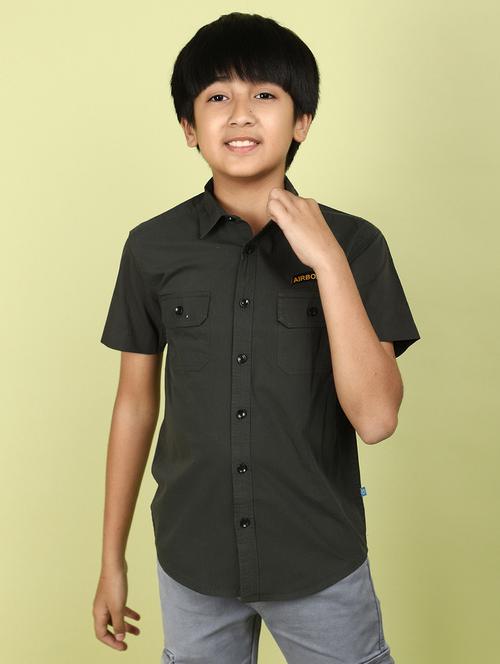 olive cotton shirt - 21177326 - Very Small Image - 1