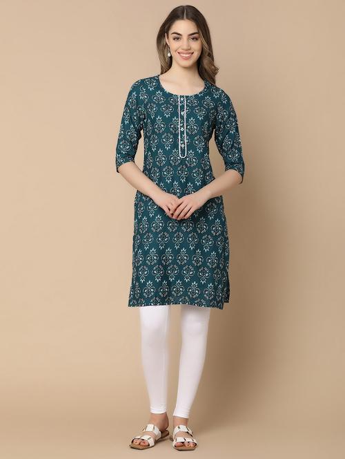 teal rayon straight kurta - 21177352 - Very Small Image - 1