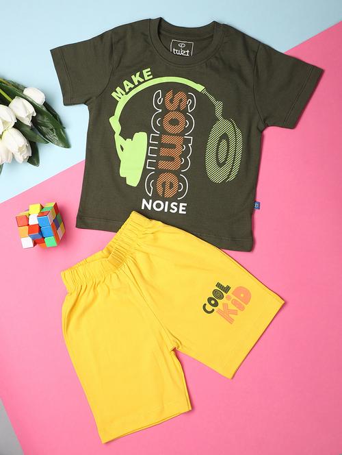 olive printed cotton shorts set - 21177511 - Very Small Image - 1