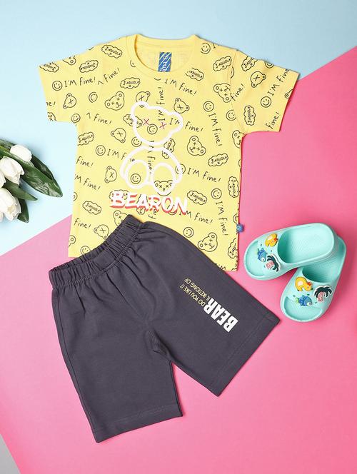 yellow printed cotton shorts set - 21177536 - Very Small Image - 1