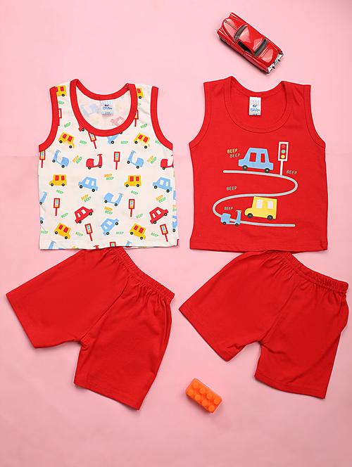pack of 2 multi coloured printed cotton shorts set - 21177549 - Very Small Image - 1