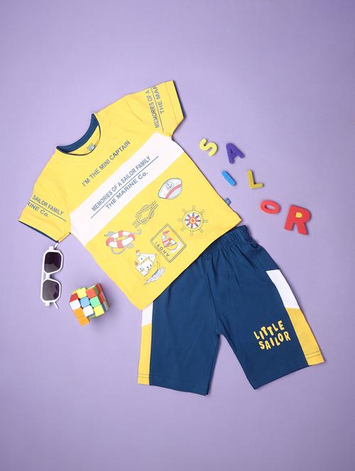 yellow cotton shorts set twin sets & dungree - 21177568 - Very Small Image - 1