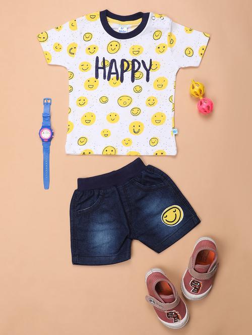 off white cotton printed shorts set - 21177589 - Very Small Image - 1