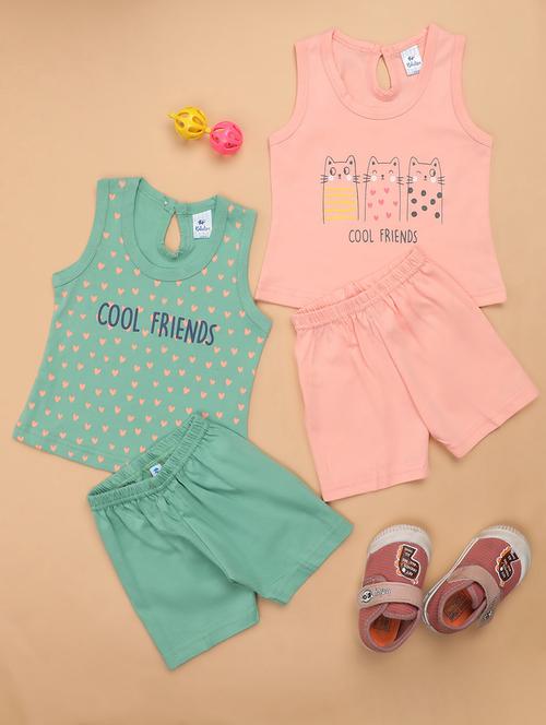 pack of 2 multi coloured printed cotton shorts set - 21177601 - Very Small Image - 1