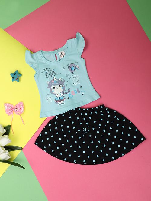 light blue printed cotton top & skirt set - 21177637 - Very Small Image - 1