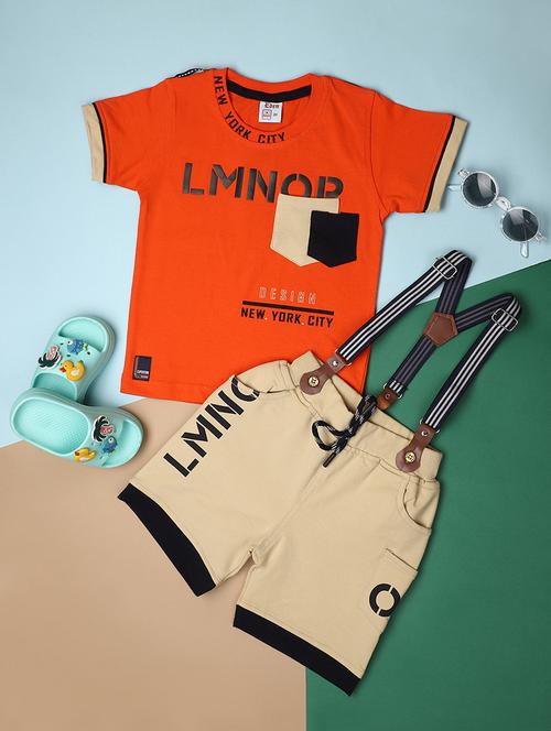 orange printed cotton dungaree set - 21177678 - Very Small Image - 1