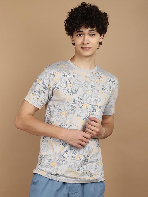 grey cotton all over print tshirt - 21177822 - Very Small Image - 1