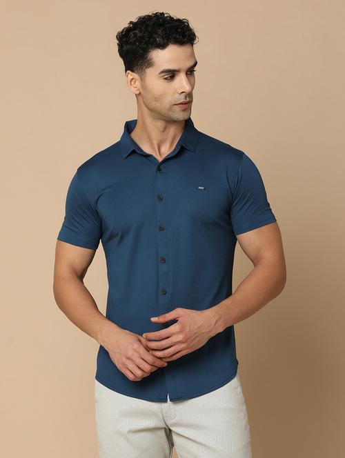teal cotton casual shirt - 21177827 - Very Small Image - 1