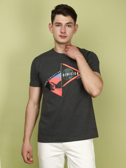 charcoal cotton chest print tshirt - 21177848 - Very Small Image - 1