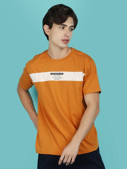 yellow cotton chest print t-shirt - 21177997 - Very Small Image - 1
