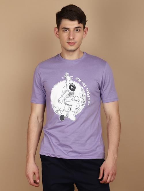 lavender cotton front print t-shirt - 21178006 - Very Small Image - 1