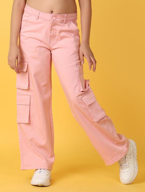 girls pink cotton cargos trouser - 21178203 - Very Small Image - 1