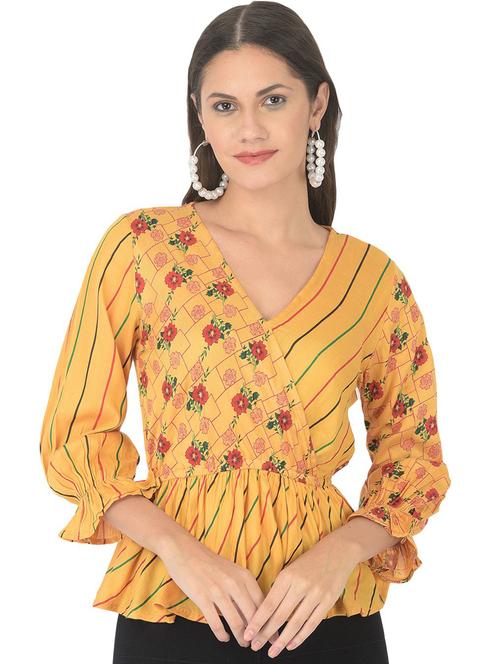 yellow rayon regular top - 21178725 - Very Small Image - 1