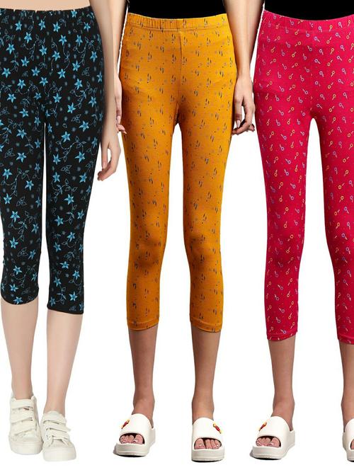 pack of 3 multi colored printed mid rise capri - 21179349 - Very Small Image - 1
