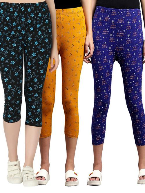 pack of 3 multi colored printed mid rise capri - 21179351 - Very Small Image - 1