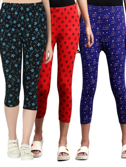 pack of 3 multi colored printed mid rise capri - 21179356 - Very Small Image - 1