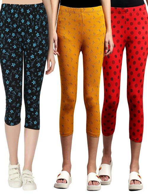 pack of 3 multi colored printed mid rise capri - 21179360 - Very Small Image - 1