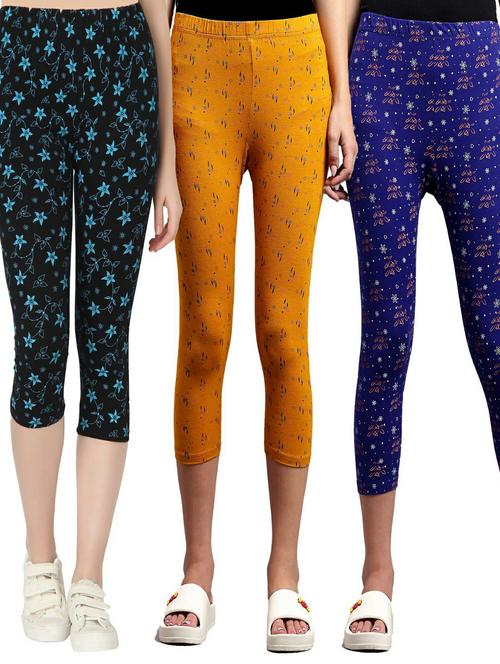 pack of 3 multi colored printed mid rise capri - 21179361 - Very Small Image - 1