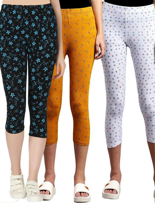 pack of 3 multi colored printed mid rise capri - 21179362 - Very Small Image - 1